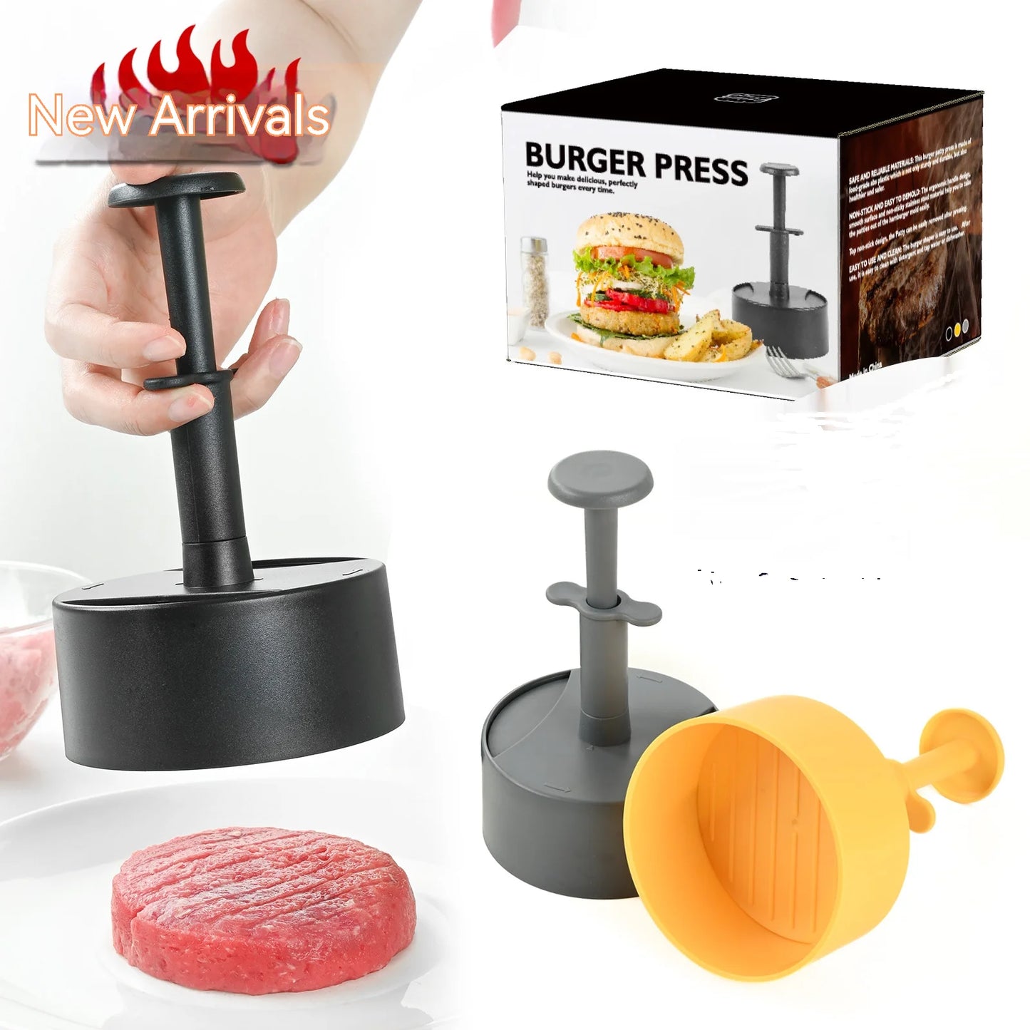 2024 New ABS Round Press Type Burger Patty Presser Home Kitchen Manual Meat Presser