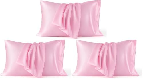 Bedsure Satin Pillowcase, Similar to Silk Pillow Cases Queen Size Set of 2, Cooling Pillow Case Covers with Envelope Closure, Room Decor Gifts for Women Men, Silver Grey, 20x30 Inches, 2pcs
