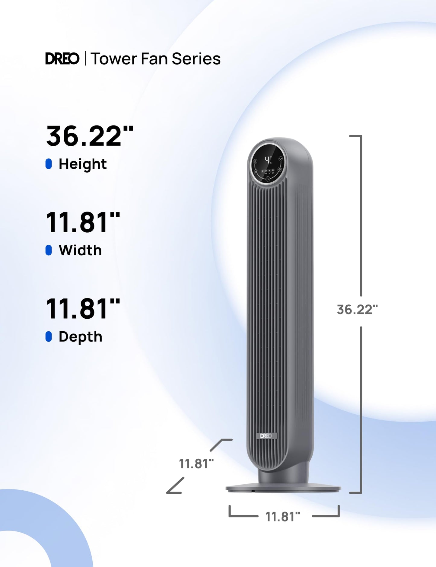 DREO Tower Fan for Bedroom, 28ft/s Velocity, Ultra Quiet Fan, 8 Speeds