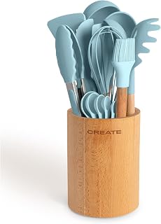 Set de Utensílios Azul e Madeira