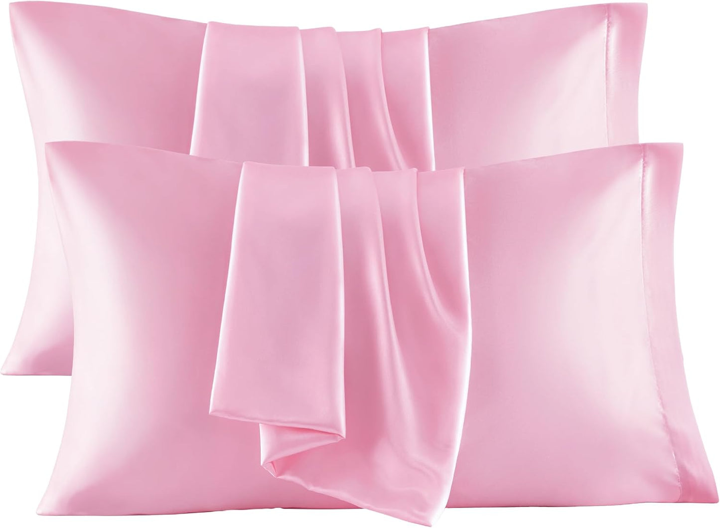 Bedsure Satin Pillowcase, Similar to Silk Pillow Cases Queen Size Set of 2, Cooling Pillow Case Covers with Envelope Closure, Room Decor Gifts for Women Men, Silver Grey, 20x30 Inches, 2pcs