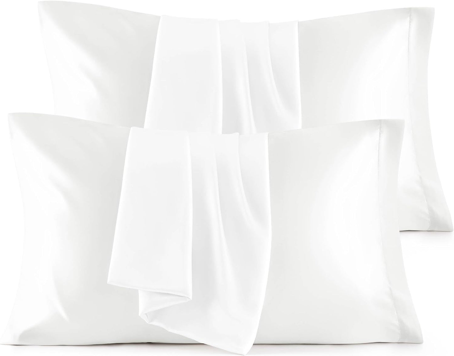 Bedsure Satin Pillowcase, Similar to Silk Pillow Cases Queen Size Set of 2, Cooling Pillow Case Covers with Envelope Closure, Room Decor Gifts for Women Men, Silver Grey, 20x30 Inches, 2pcs