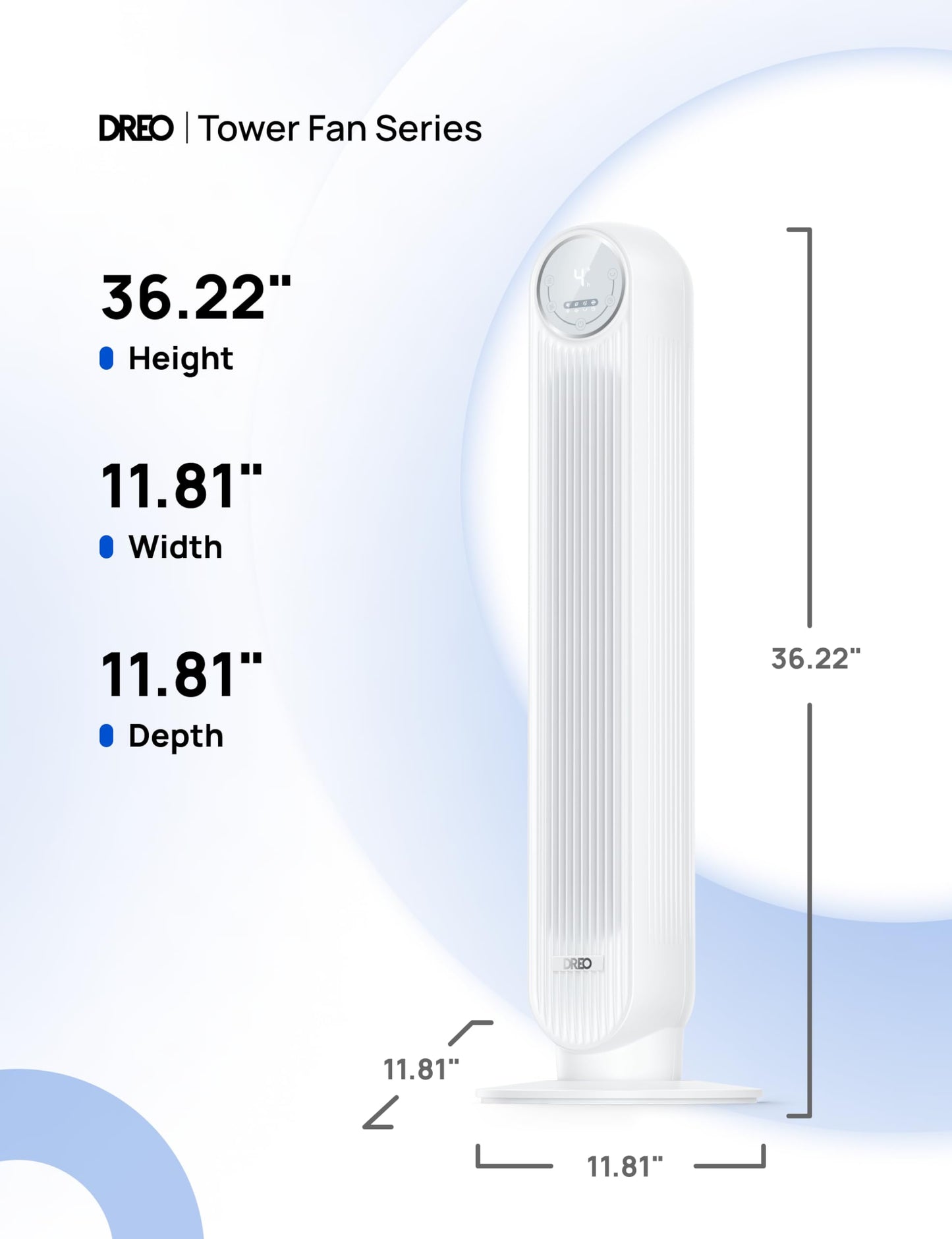 DREO Tower Fan for Bedroom, 28ft/s Velocity, Ultra Quiet Fan, 8 Speeds
