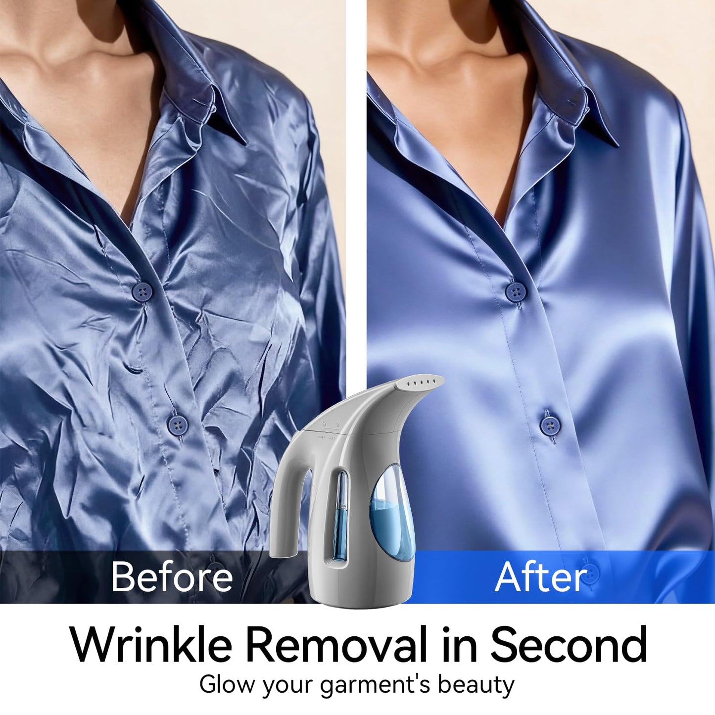 HiLIFE Steamer for Clothes, Portable Handheld Clothing Steamer, 240ml Big Capacity, 700W, Strong Power, Fabric Quick Wrinkle Remover with Brush for Home, Office(ONLY 120V) -Blue