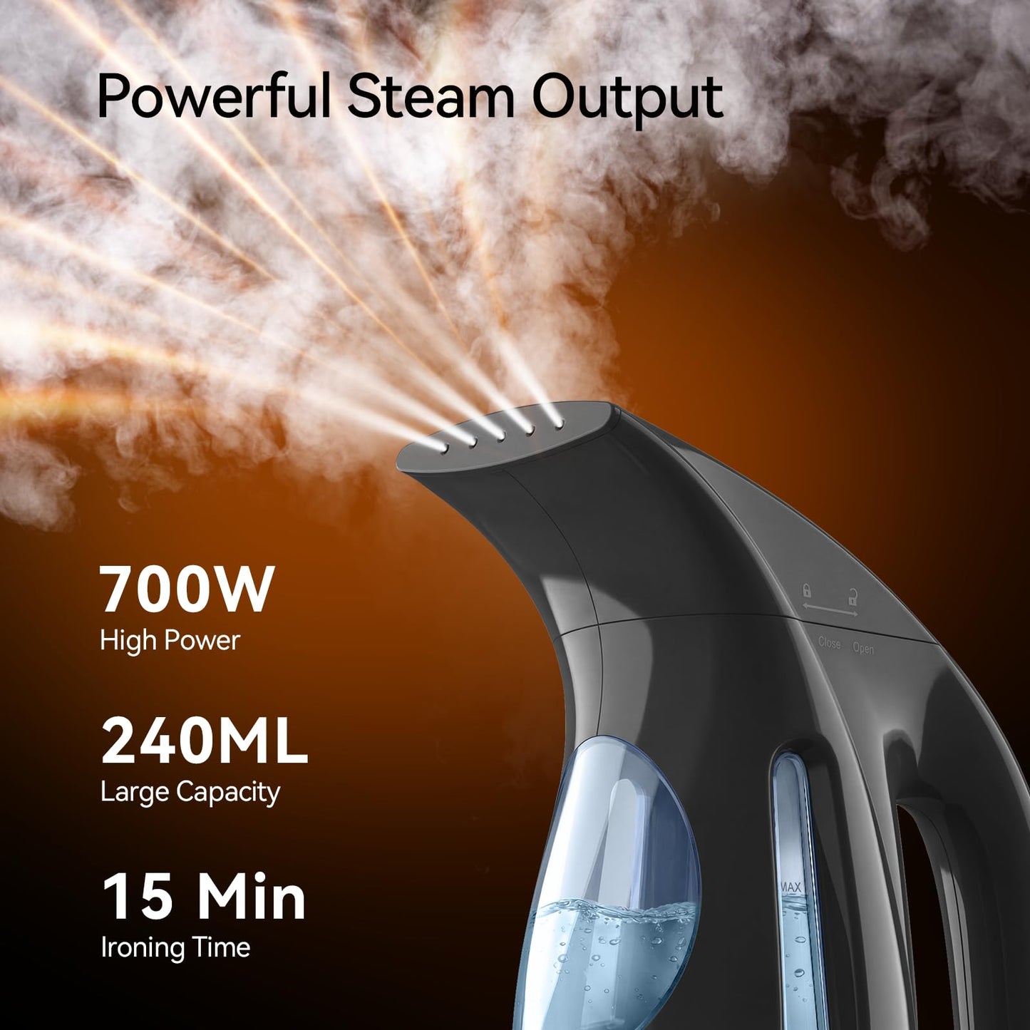 HiLIFE Steamer for Clothes, Portable Handheld Clothing Steamer, 240ml Big Capacity, 700W, Strong Power, Fabric Quick Wrinkle Remover with Brush for Home, Office(ONLY 120V) -Blue