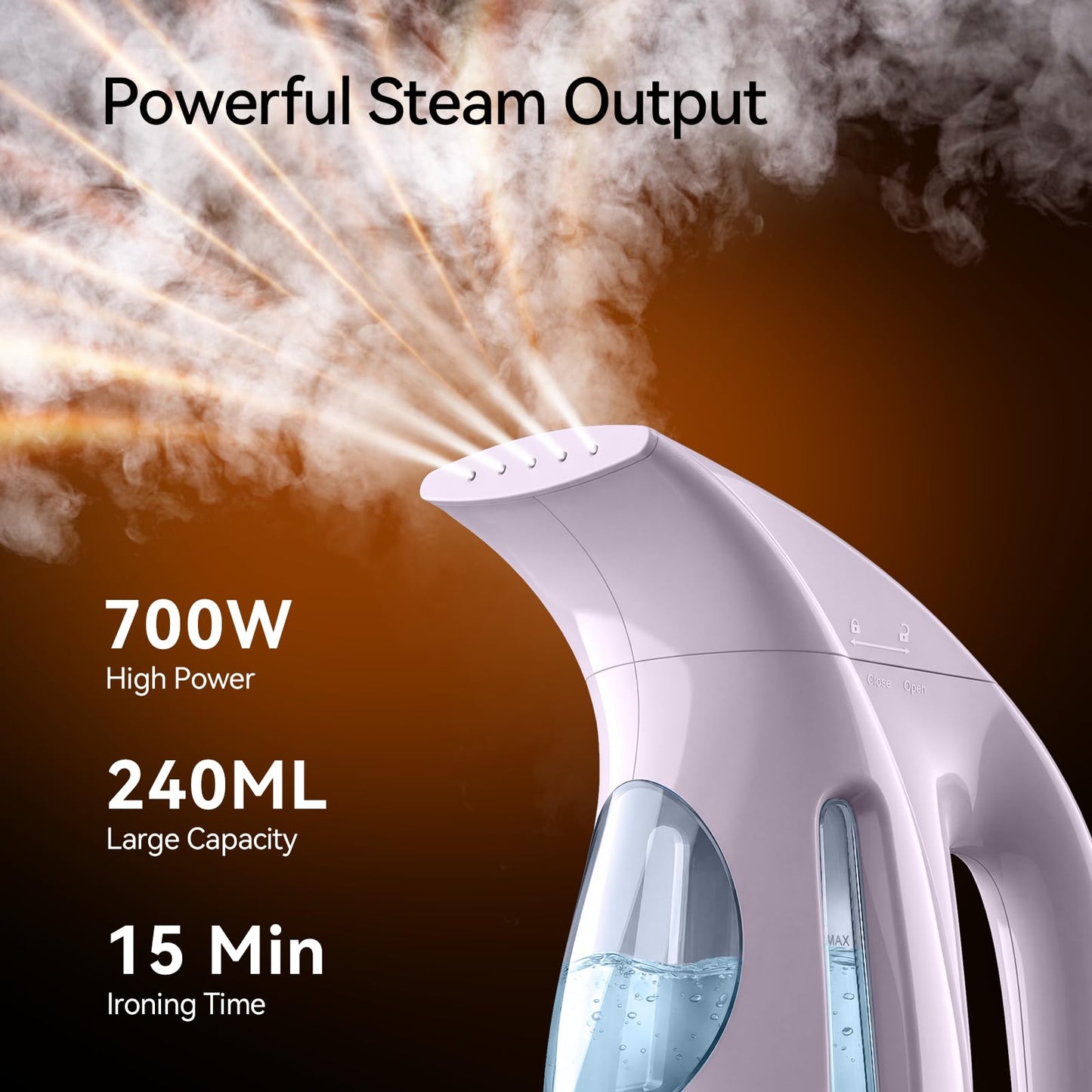 HiLIFE Steamer for Clothes, Portable Handheld Clothing Steamer, 240ml Big Capacity, 700W, Strong Power, Fabric Quick Wrinkle Remover with Brush for Home, Office(ONLY 120V) -Blue
