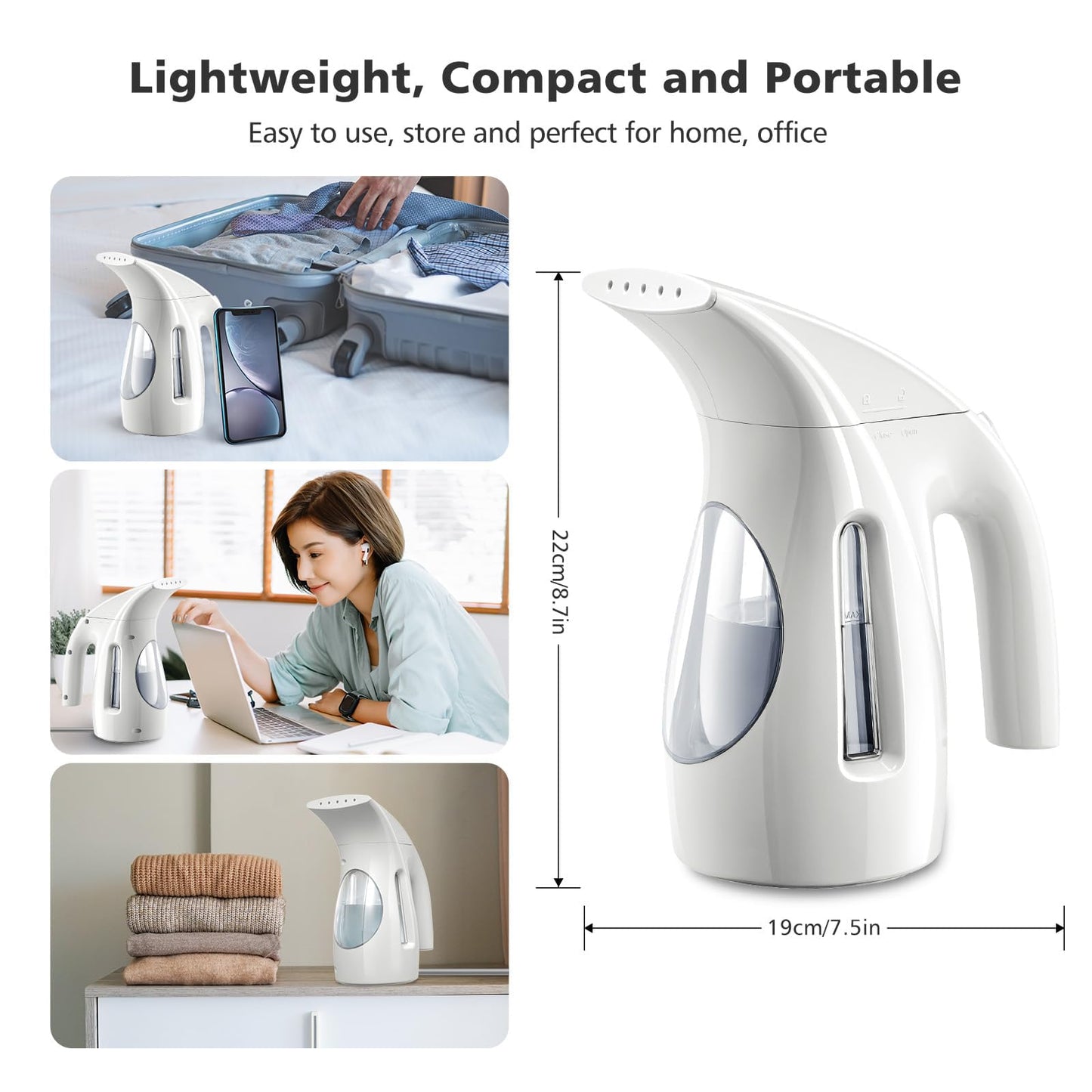 HiLIFE Steamer for Clothes, Portable Handheld Clothing Steamer, 240ml Big Capacity, 700W, Strong Power, Fabric Quick Wrinkle Remover with Brush for Home, Office(ONLY 120V) -Blue