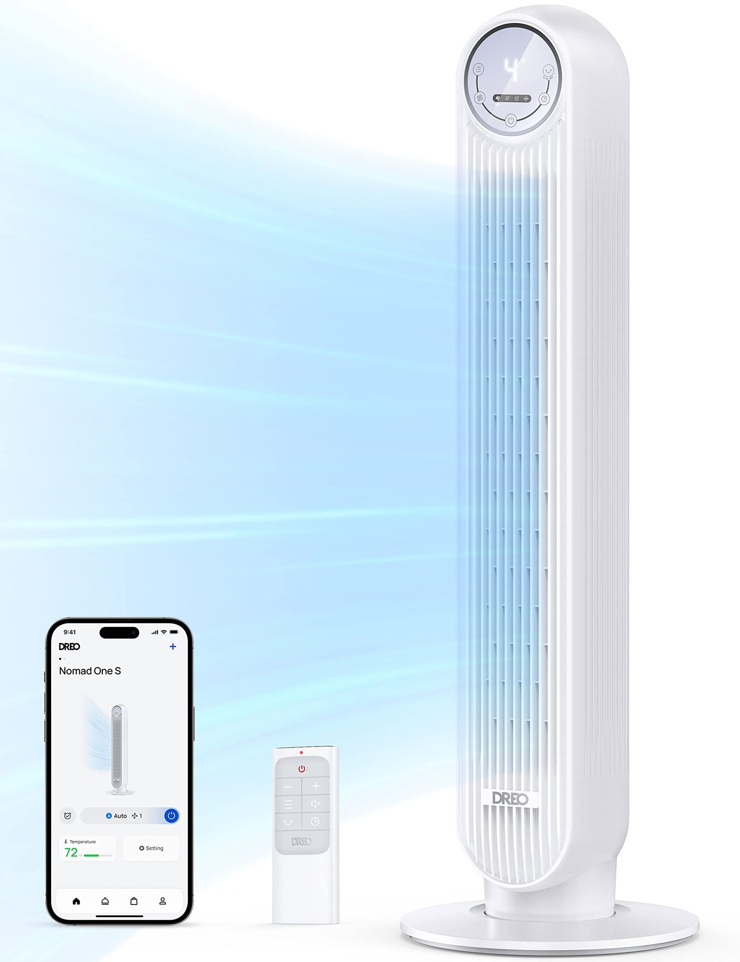 DREO Tower Fan for Bedroom, 28ft/s Velocity, Ultra Quiet Fan, 8 Speeds