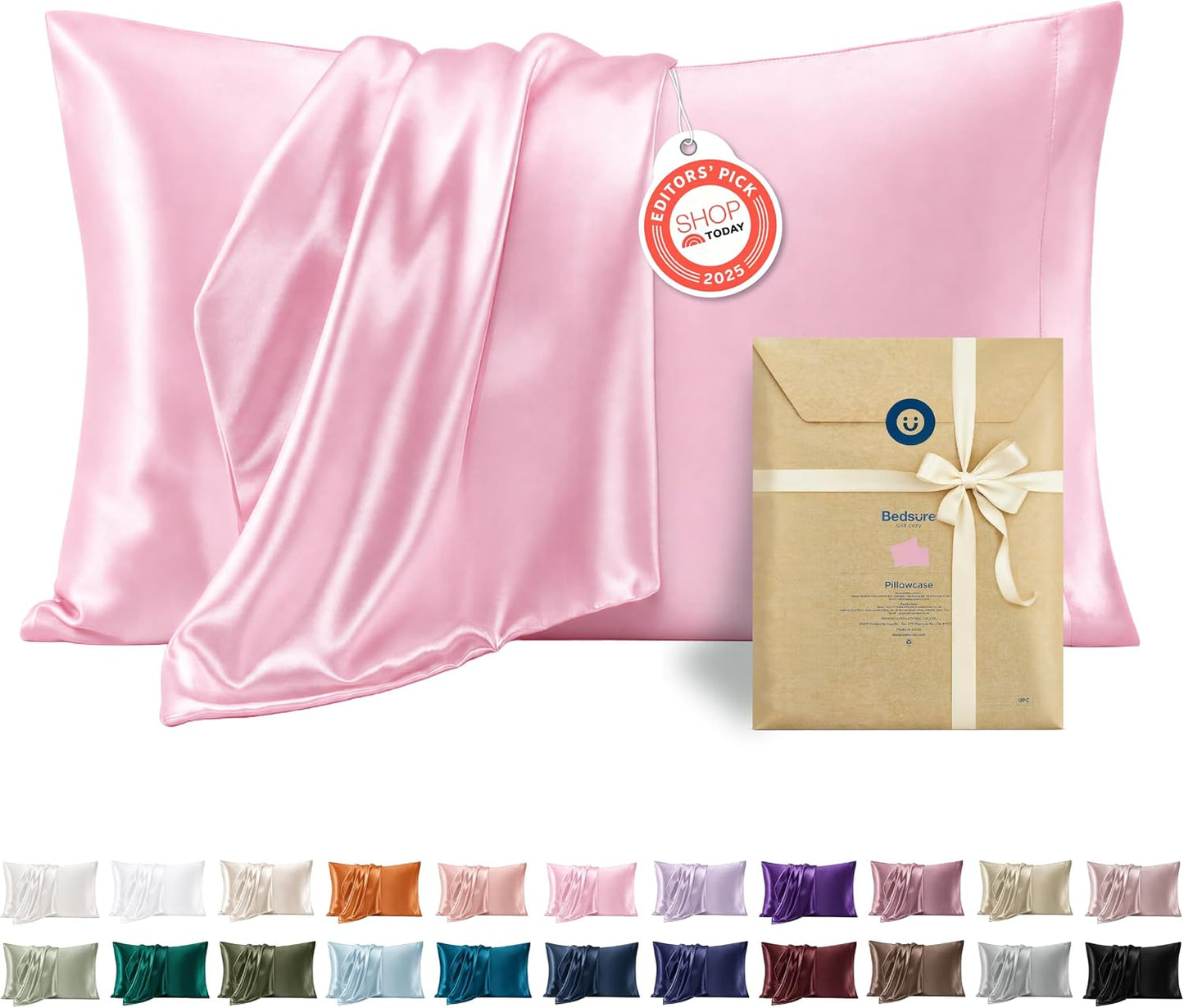 Bedsure Satin Pillowcase, Similar to Silk Pillow Cases Queen Size Set of 2, Cooling Pillow Case Covers with Envelope Closure, Room Decor Gifts for Women Men, Silver Grey, 20x30 Inches, 2pcs