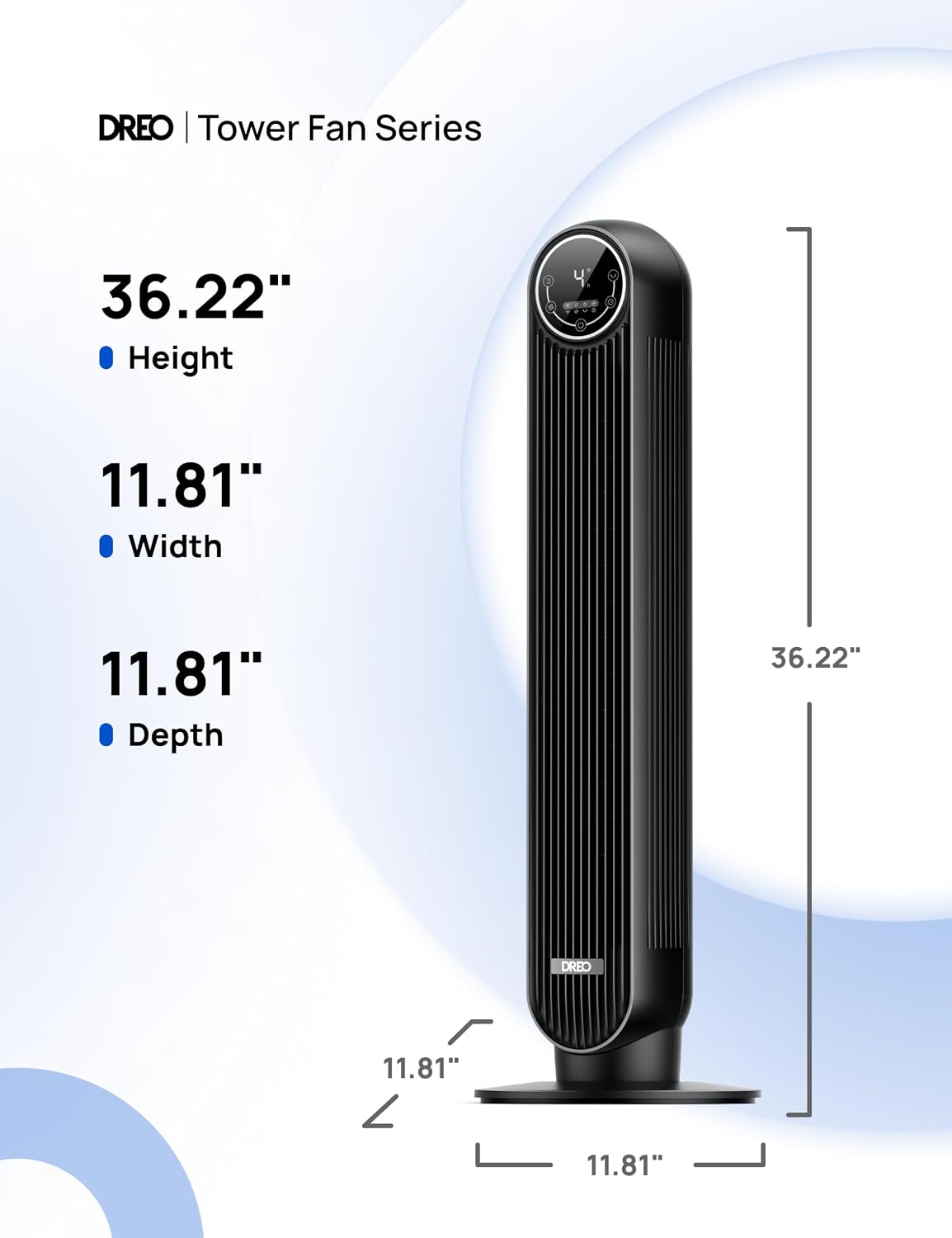 DREO Tower Fan for Bedroom, 28ft/s Velocity, Ultra Quiet Fan, 8 Speeds