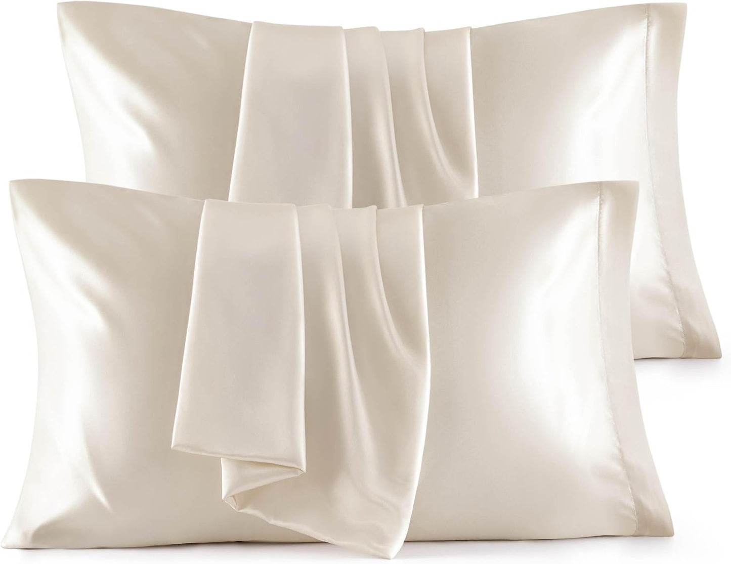 Bedsure Satin Pillowcase, Similar to Silk Pillow Cases Queen Size Set of 2, Cooling Pillow Case Covers with Envelope Closure, Room Decor Gifts for Women Men, Silver Grey, 20x30 Inches, 2pcs