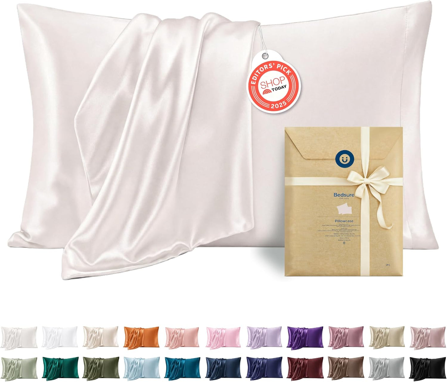 Bedsure Satin Pillowcase, Similar to Silk Pillow Cases Queen Size Set of 2, Cooling Pillow Case Covers with Envelope Closure, Room Decor Gifts for Women Men, Silver Grey, 20x30 Inches, 2pcs