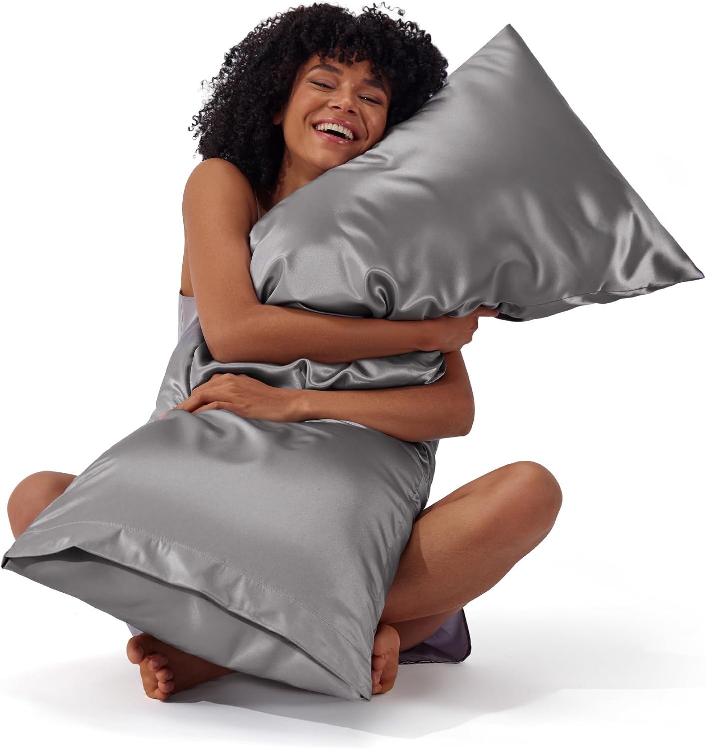 Bedsure Satin Pillowcase, Similar to Silk Pillow Cases Queen Size Set of 2, Cooling Pillow Case Covers with Envelope Closure, Room Decor Gifts for Women Men, Silver Grey, 20x30 Inches, 2pcs