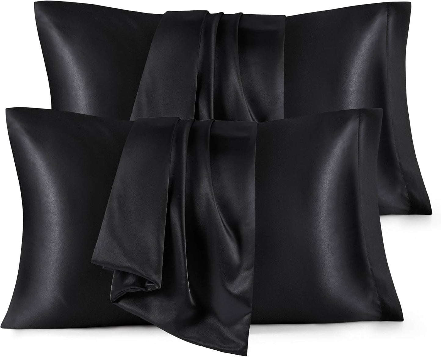 Bedsure Satin Pillowcase, Similar to Silk Pillow Cases Queen Size Set of 2, Cooling Pillow Case Covers with Envelope Closure, Room Decor Gifts for Women Men, Silver Grey, 20x30 Inches, 2pcs