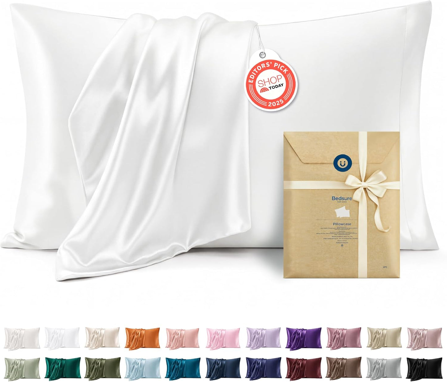Bedsure Satin Pillowcase, Similar to Silk Pillow Cases Queen Size Set of 2, Cooling Pillow Case Covers with Envelope Closure, Room Decor Gifts for Women Men, Silver Grey, 20x30 Inches, 2pcs