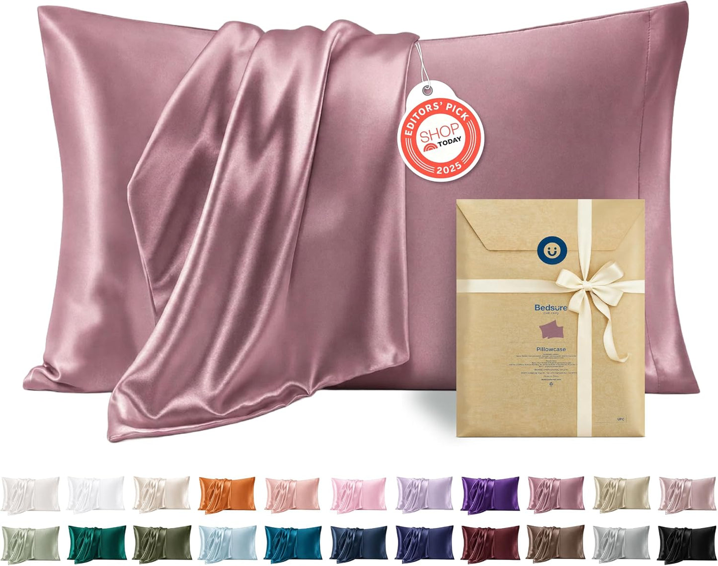 Bedsure Satin Pillowcase, Similar to Silk Pillow Cases Queen Size Set of 2, Cooling Pillow Case Covers with Envelope Closure, Room Decor Gifts for Women Men, Silver Grey, 20x30 Inches, 2pcs