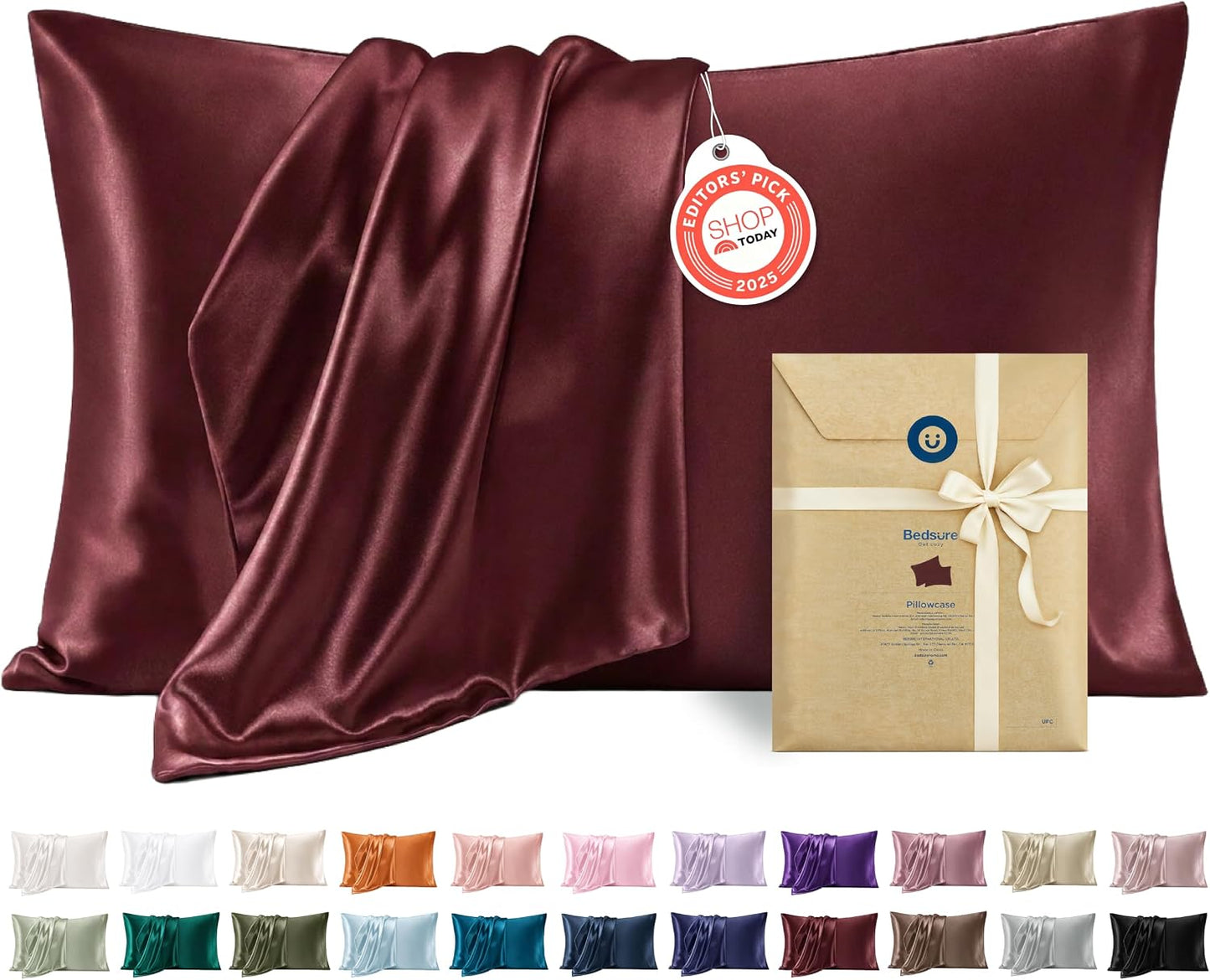 Bedsure Satin Pillowcase, Similar to Silk Pillow Cases Queen Size Set of 2, Cooling Pillow Case Covers with Envelope Closure, Room Decor Gifts for Women Men, Silver Grey, 20x30 Inches, 2pcs