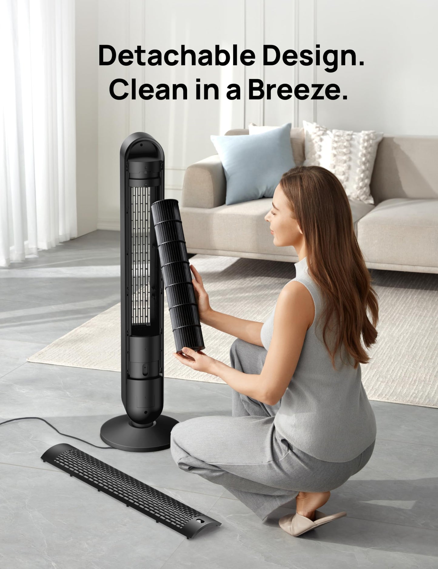 DREO Tower Fan for Bedroom, 28ft/s Velocity, Ultra Quiet Fan, 8 Speeds