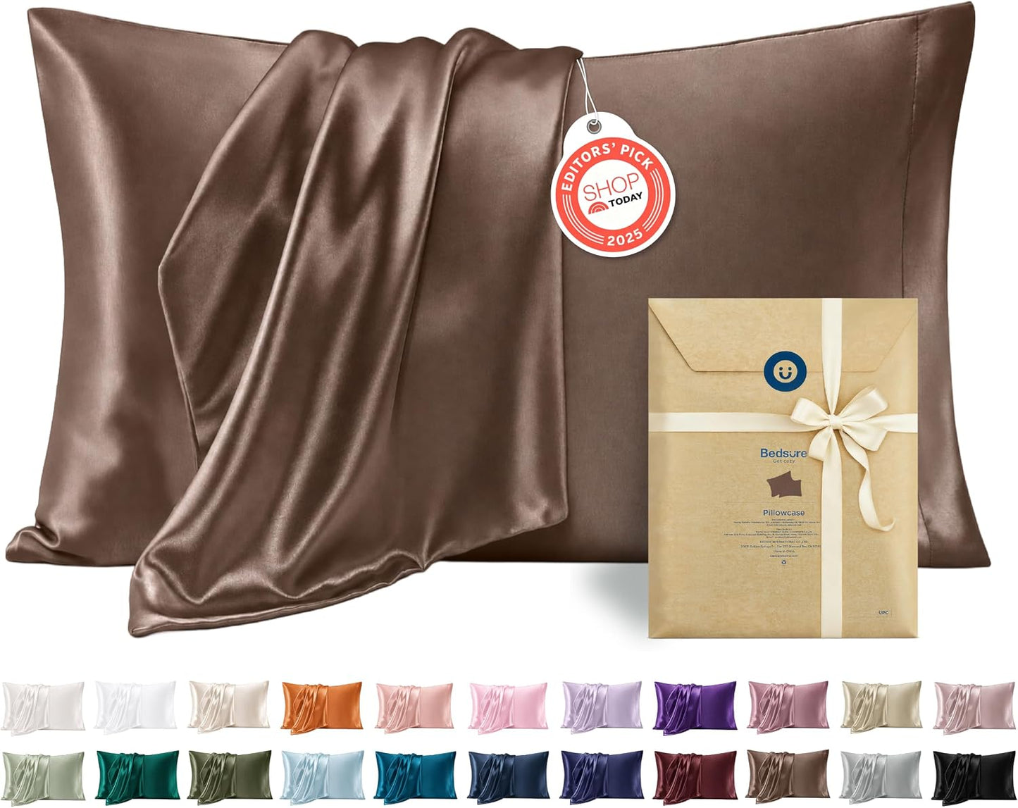 Bedsure Satin Pillowcase, Similar to Silk Pillow Cases Queen Size Set of 2, Cooling Pillow Case Covers with Envelope Closure, Room Decor Gifts for Women Men, Silver Grey, 20x30 Inches, 2pcs