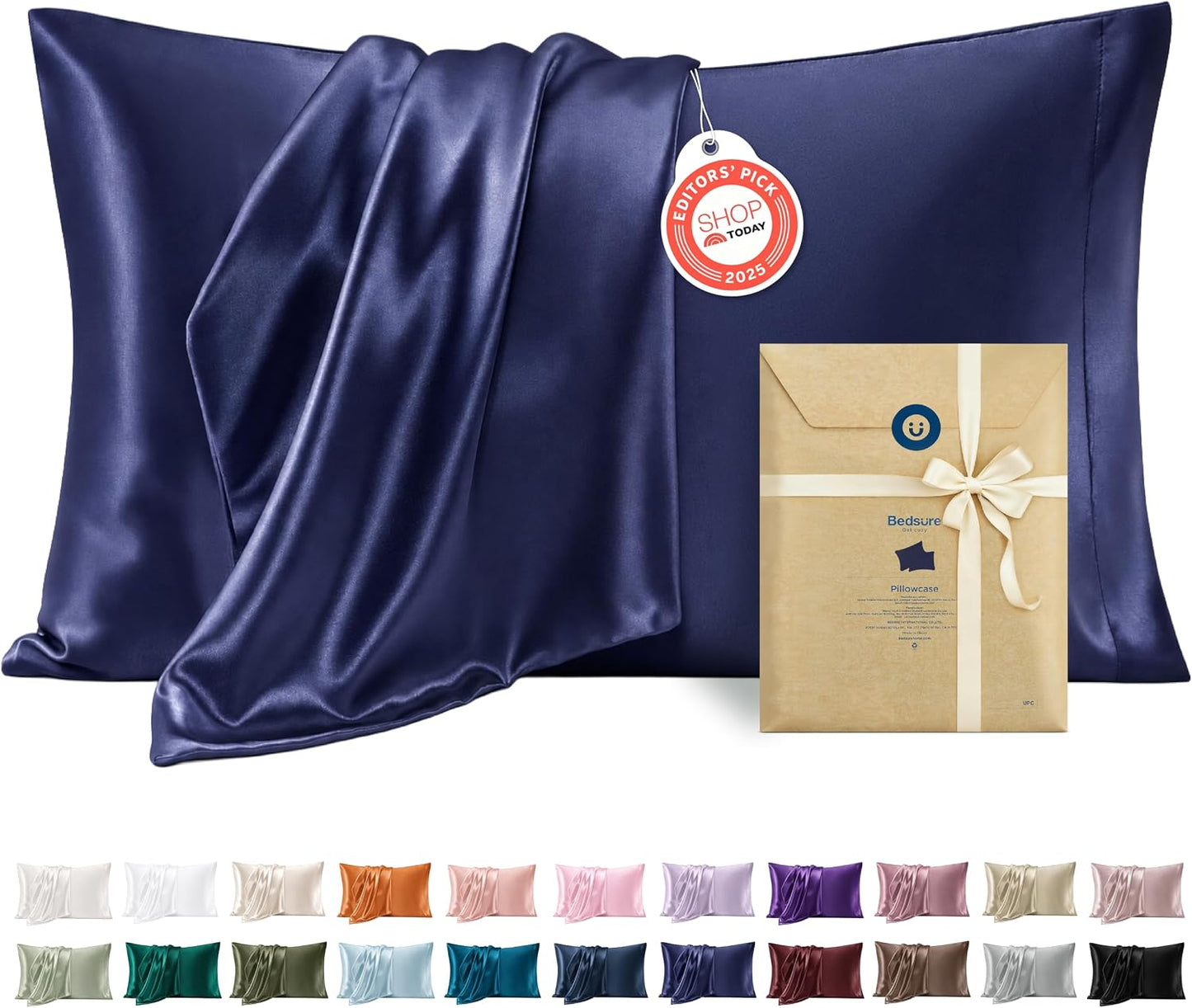 Bedsure Satin Pillowcase, Similar to Silk Pillow Cases Queen Size Set of 2, Cooling Pillow Case Covers with Envelope Closure, Room Decor Gifts for Women Men, Silver Grey, 20x30 Inches, 2pcs