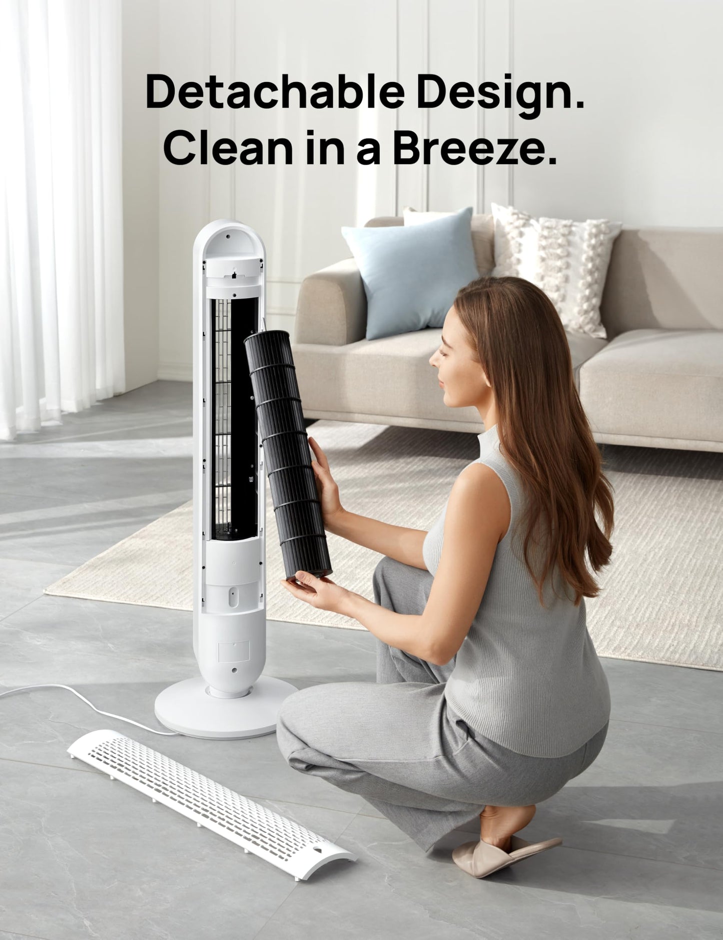 DREO Tower Fan for Bedroom, 28ft/s Velocity, Ultra Quiet Fan, 8 Speeds