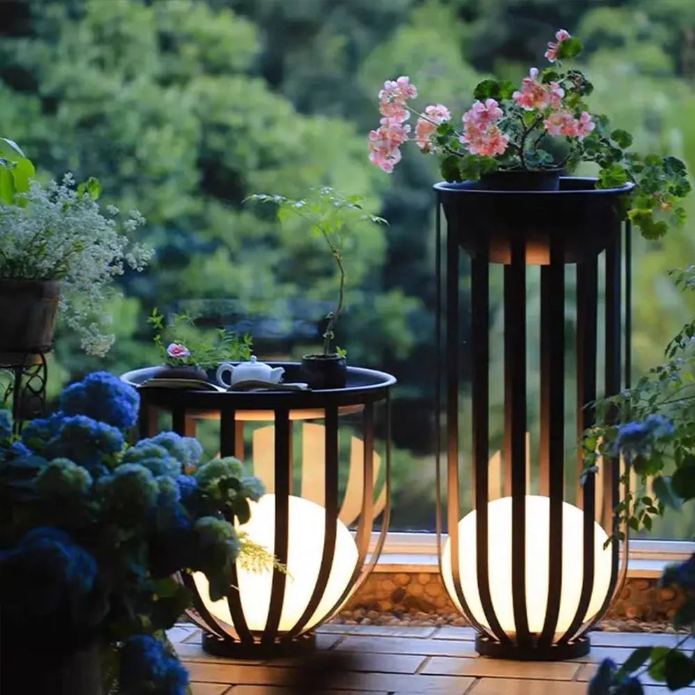 IP65 Energy-Efficient Solar LED Garden Lights with Flower Plant Pots Popular Outdoor Glowing Table Lamp