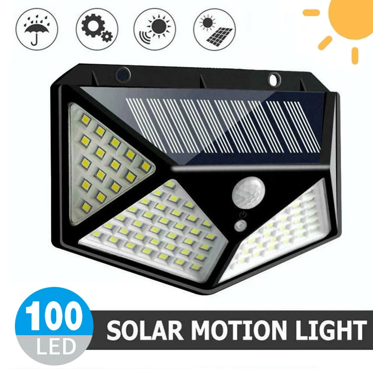 Best Outdoor Backyard Garden Stair Waterproof IP65 Solar Power 4 Sides Lighting Wall Lamp 100 LED Motion Sensor Led Solar Light