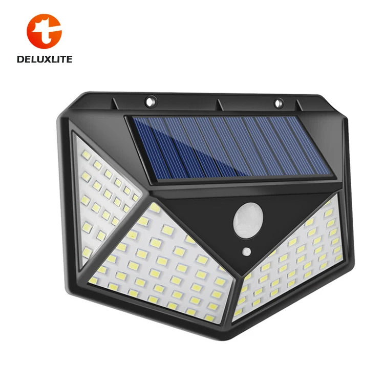 Best Outdoor Backyard Garden Stair Waterproof IP65 Solar Power 4 Sides Lighting Wall Lamp 100 LED Motion Sensor Led Solar Light
