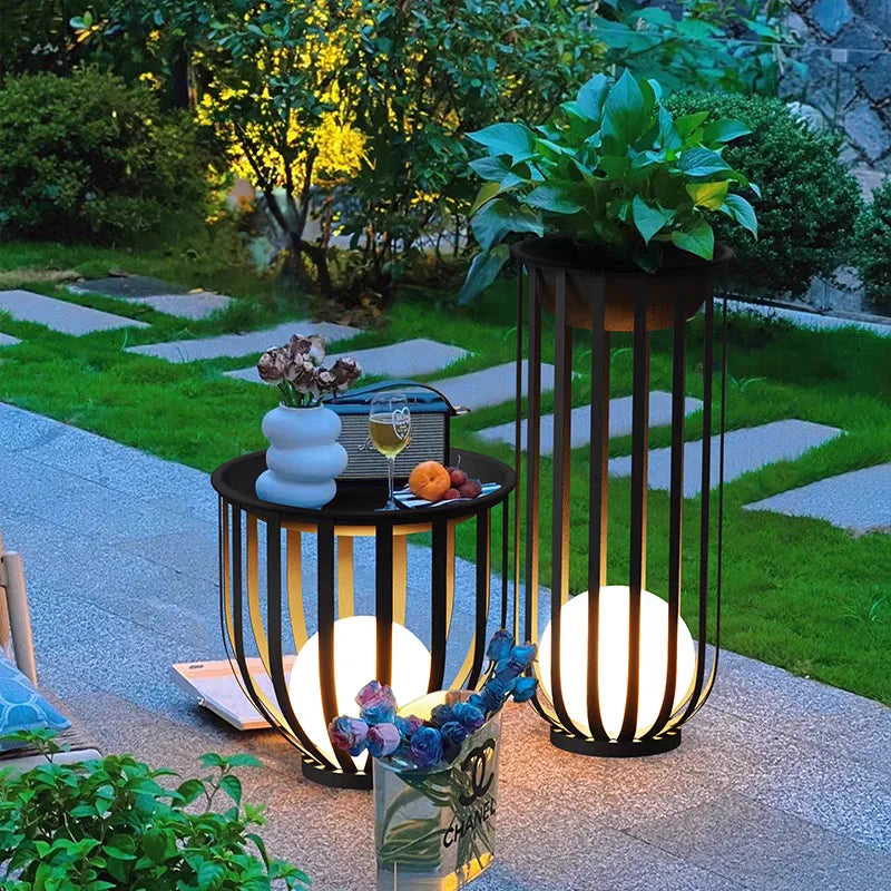 IP65 Energy-Efficient Solar LED Garden Lights with Flower Plant Pots Popular Outdoor Glowing Table Lamp