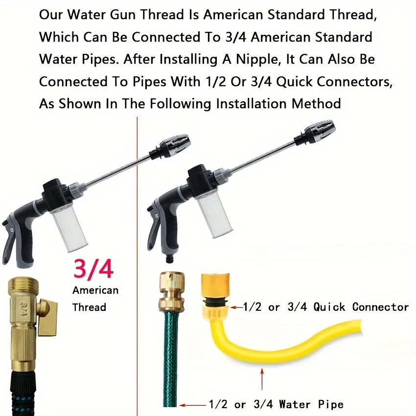 High-Pressure Car Washing Water Gun, External RV Cleaning, Foam Kettle Cleaning, Garden Water Hose Nozzle, Garden Shower,
