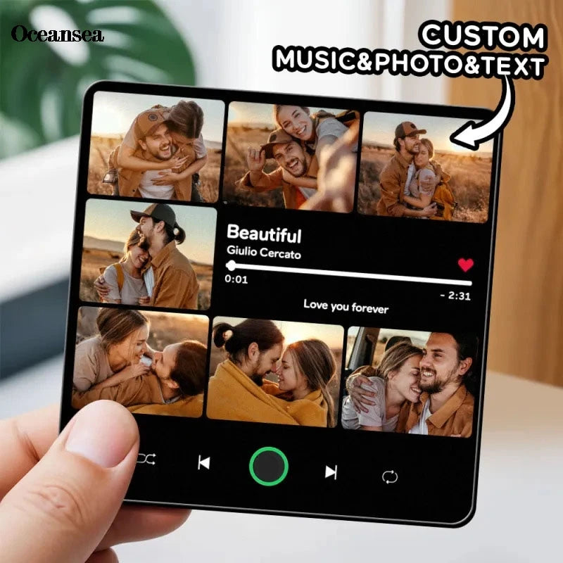 Customized Photo 7pcs Photo Music Fridge Magnet with Frame Personalized Refrigerator Magnets for Christmas Gift