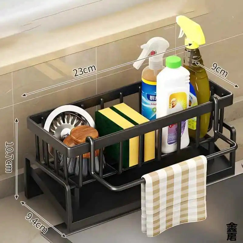Compact Tap-Mounted Spice Shelf – Sink Organiser with Drainage Rack – Space-Saving Kitchen Storage for Utensils/Accessories