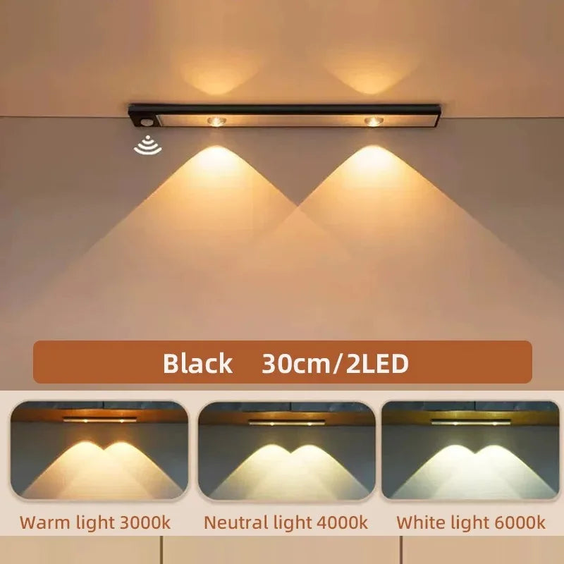 LED Ultra Thin Under Cabinet Lights Motion Sensor Night Light Wireless 3Color Dimmable For Kitchen Cabinet Bedroom Wardrobe Ligh