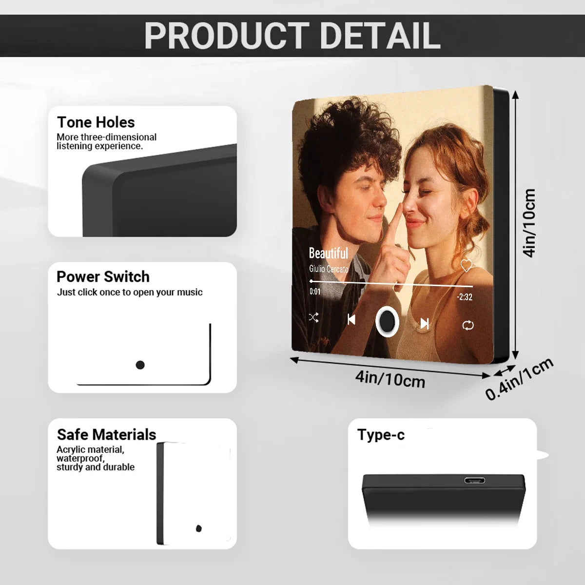 Customized Photo 7pcs Photo Music Fridge Magnet with Frame Personalized Refrigerator Magnets for Christmas Gift