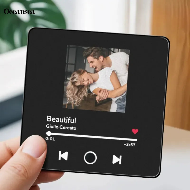 Customized Photo 7pcs Photo Music Fridge Magnet with Frame Personalized Refrigerator Magnets for Christmas Gift