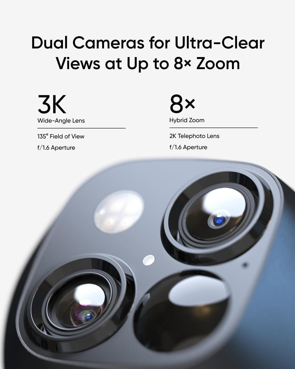 eufy SoloCam S3 Solar Wireless Security Camera 360°PTZ 3K Dual-Cam Night Vision
