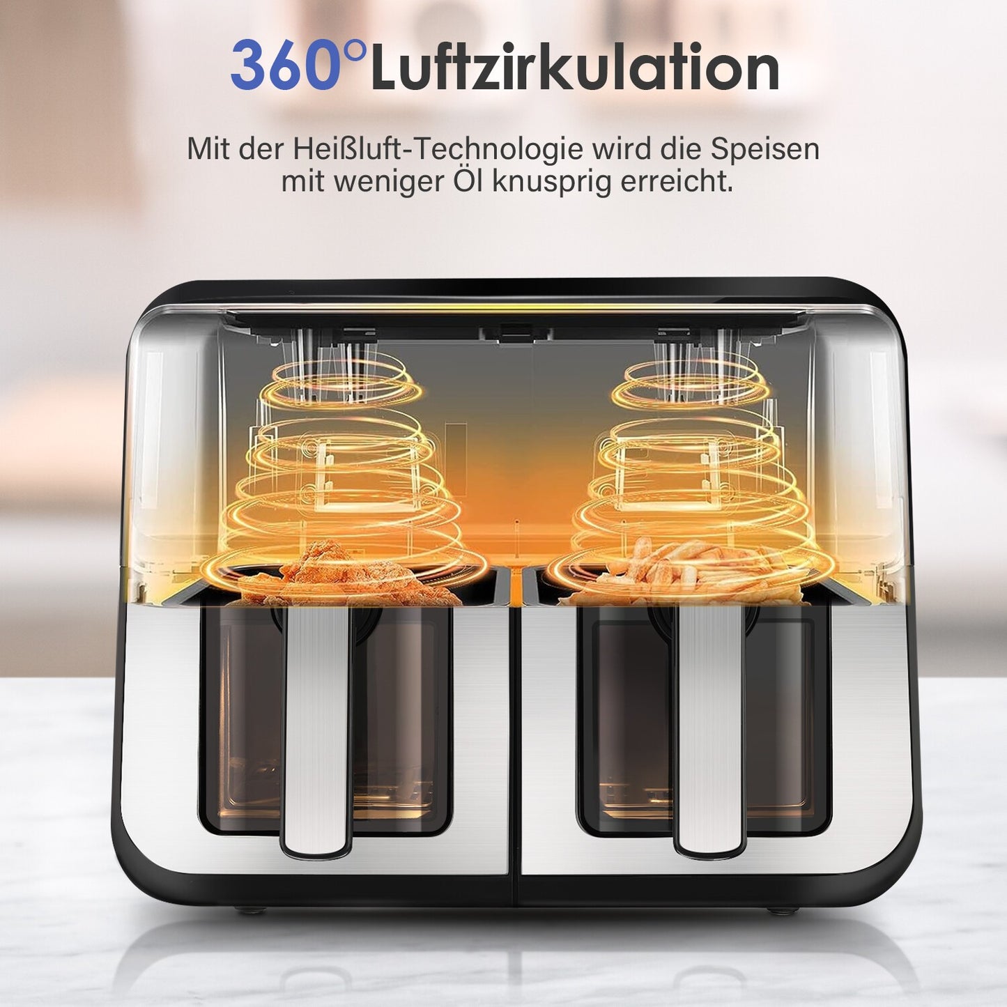 9L Double Air Fryer XXL AirFryer Digital Touch Air Fryer 2400W