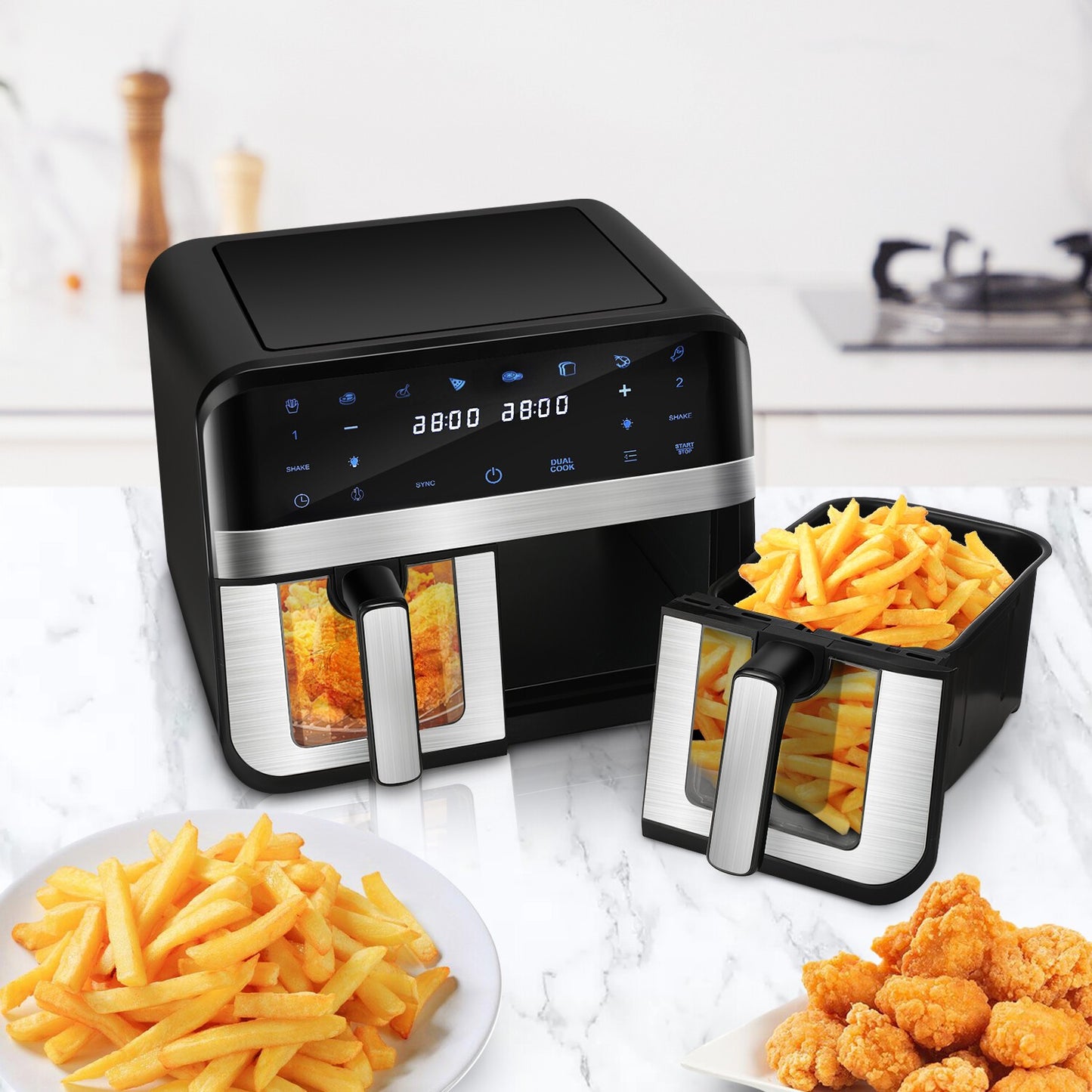 9L Double Air Fryer XXL AirFryer Digital Touch Air Fryer 2400W