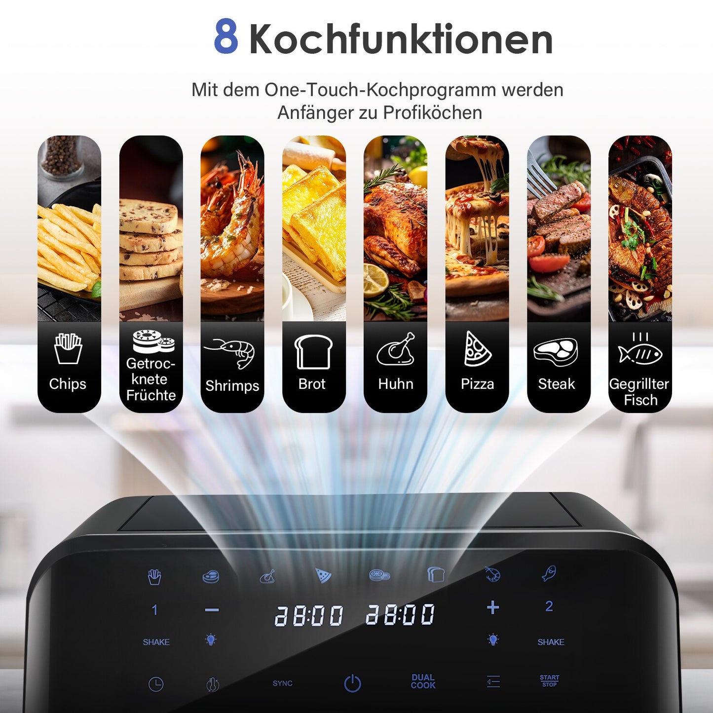 9L Double Air Fryer XXL AirFryer Digital Touch Air Fryer 2400W