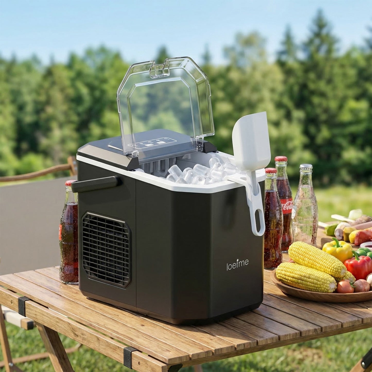 Ice Cube Machine 12kg Ice Cube Maker Self Cleaning LED 2 Ice Sizes 6 Min