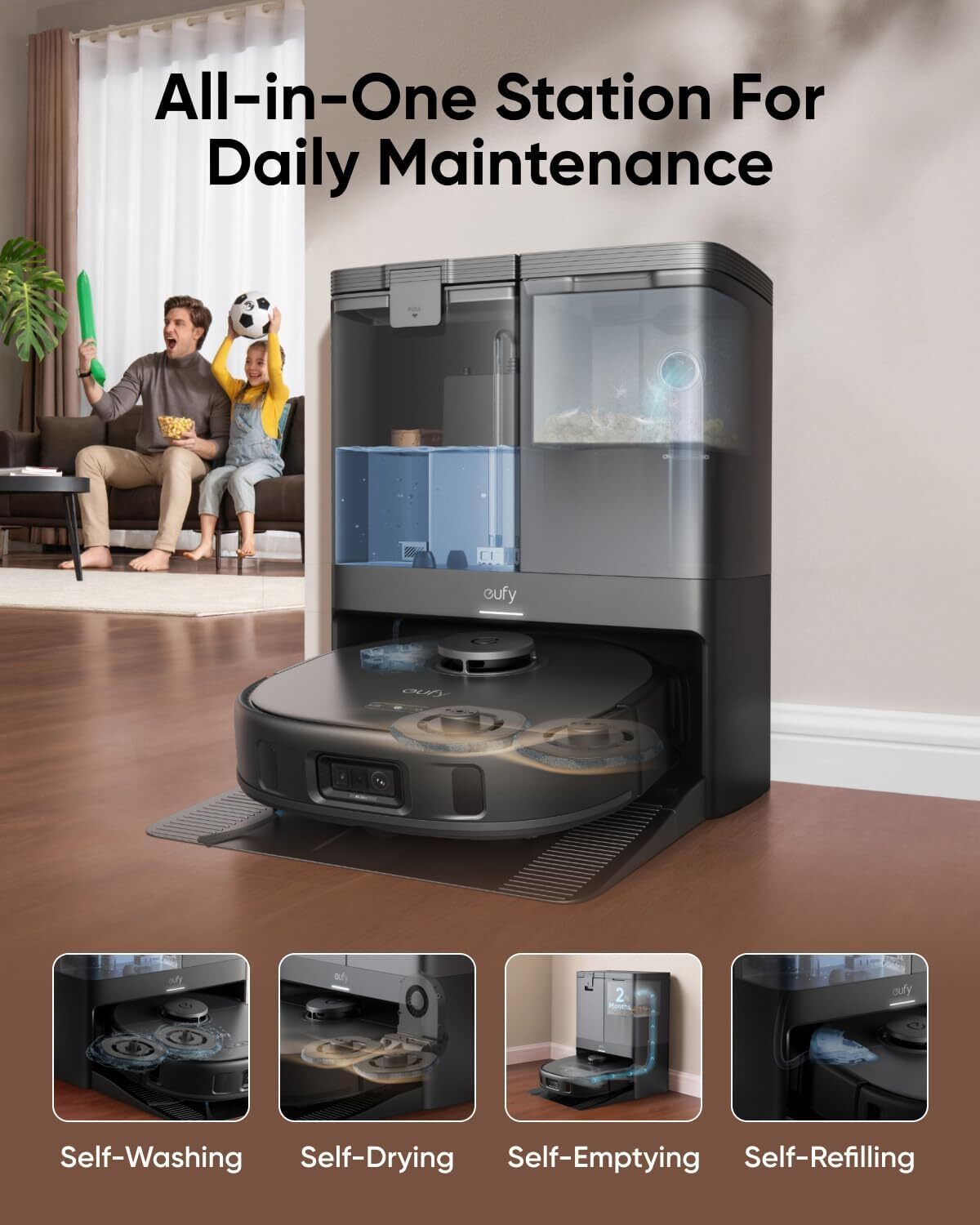 eufy X10 Pro Omni Robot Vacuum and Mop Combo, All-in-One  -Certified Refurbished