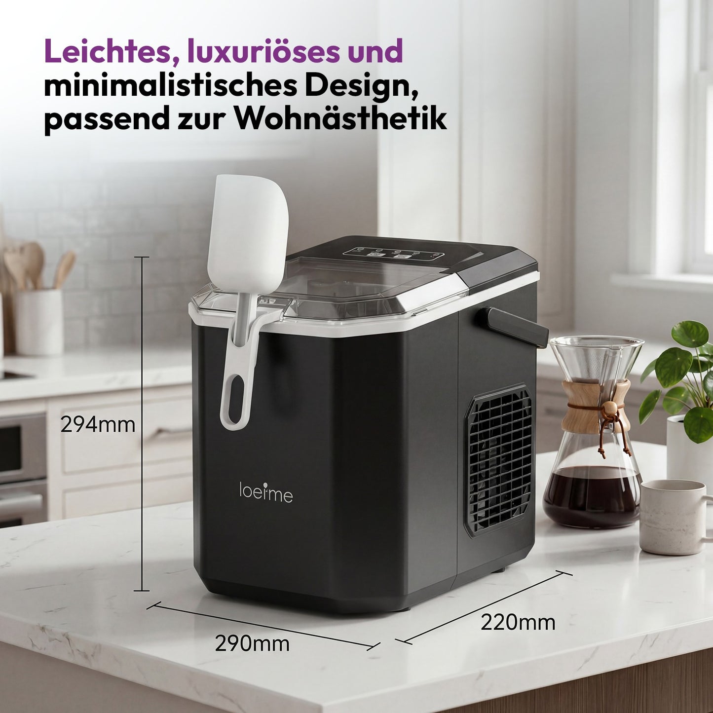 Ice Cube Machine 12kg Ice Cube Maker Self Cleaning LED 2 Ice Sizes 6 Min